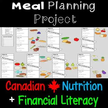Meal Planning Project chart with Canadian Nutrition and Financial Literacy guide