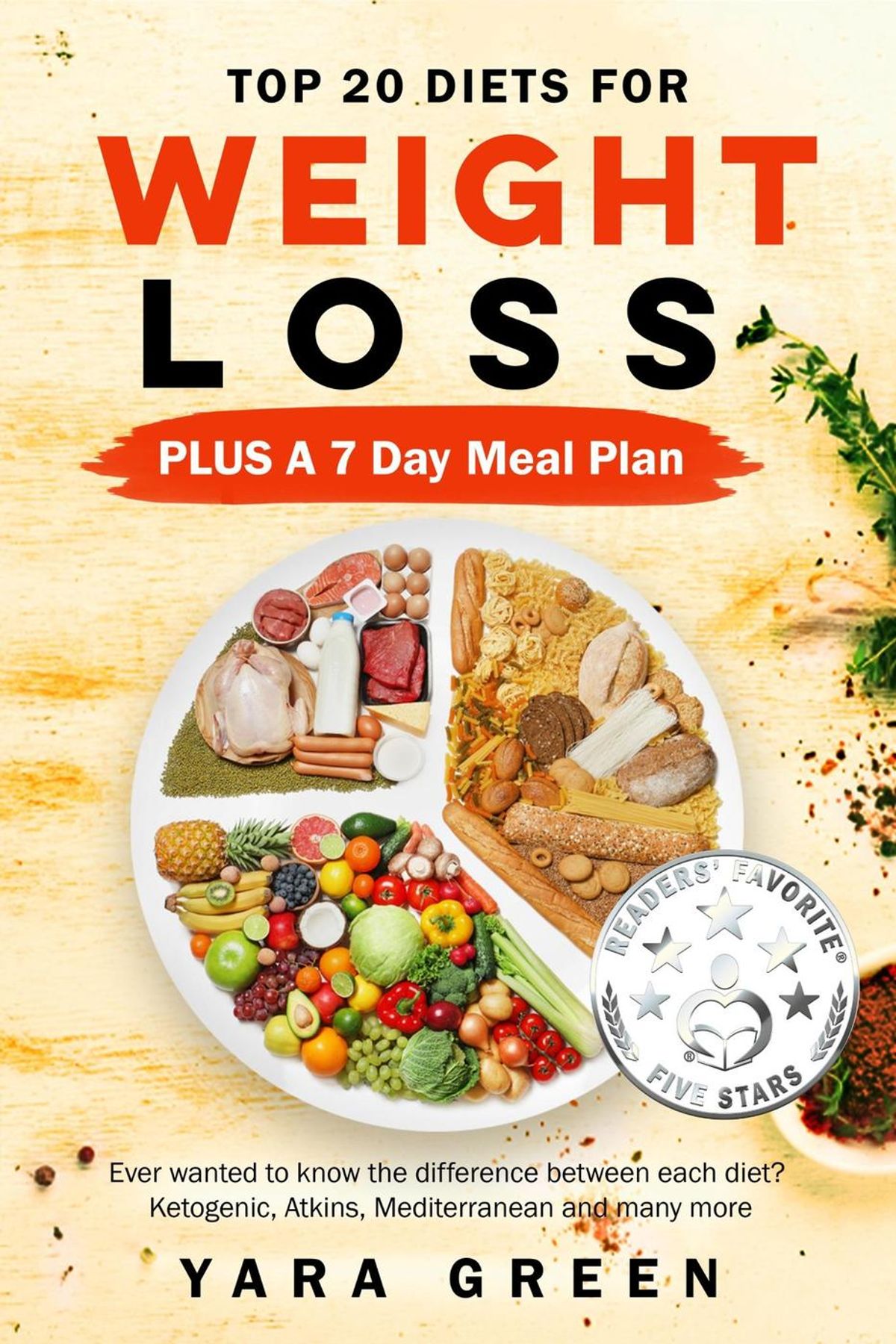 Top 20 diets for weight loss with a 7-day meal plan book cover by Tara Green